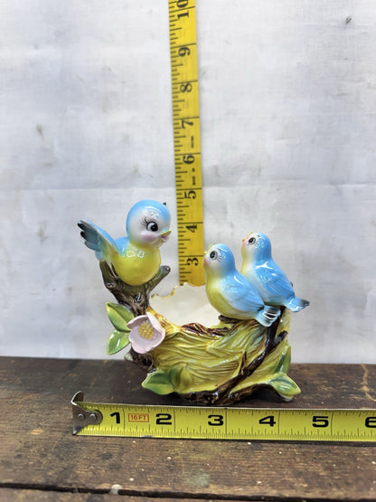 Norcrest Three Bluebirds On A Nest Excellent Condition #1083