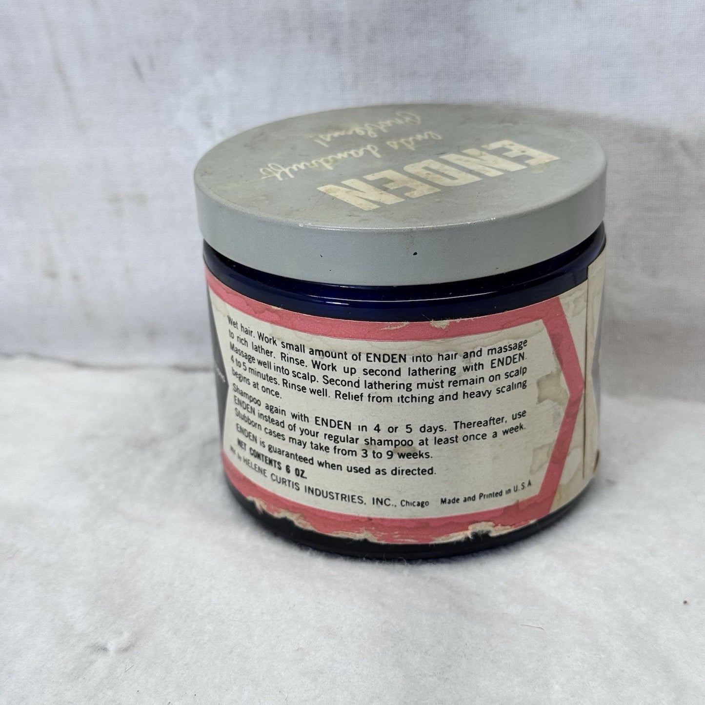 Helene Curtis Enden Dandruff Treatment Shampoo Vintage Jar