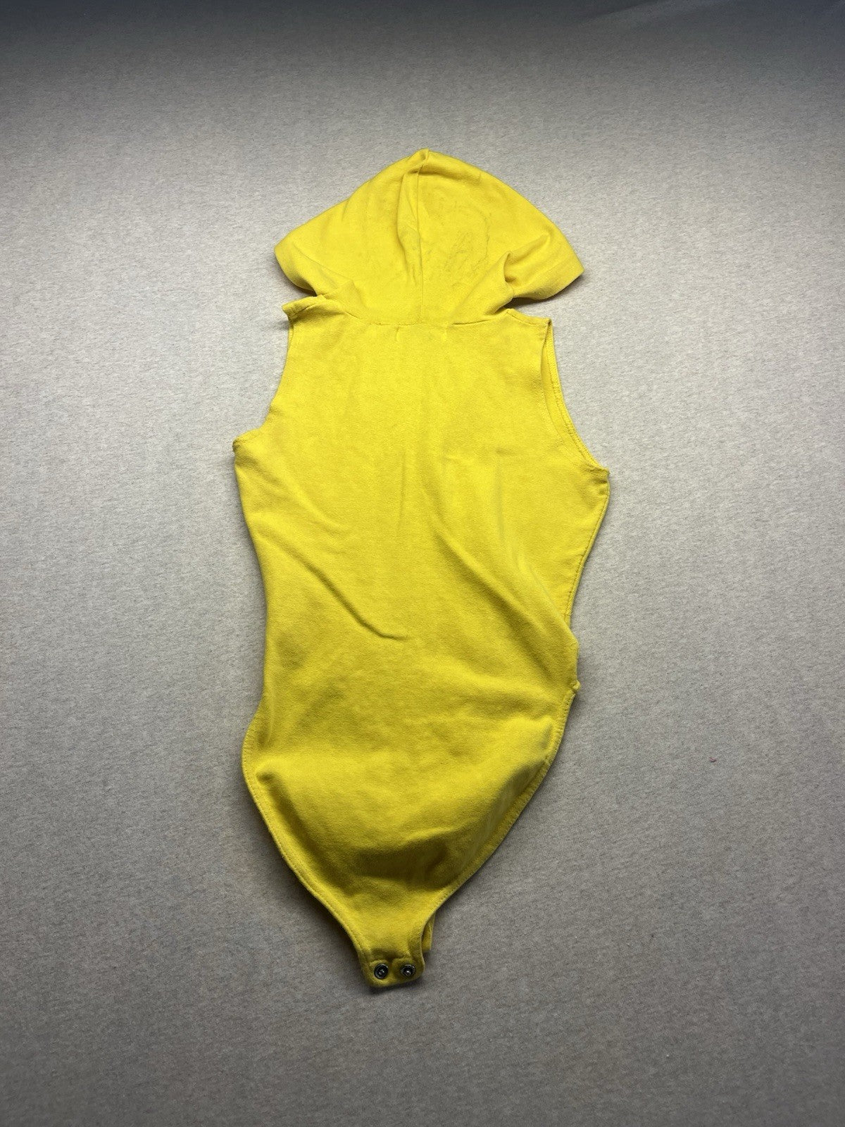 1990s Women’s Yellow Sleeveless W/hood Knit Body Suit 