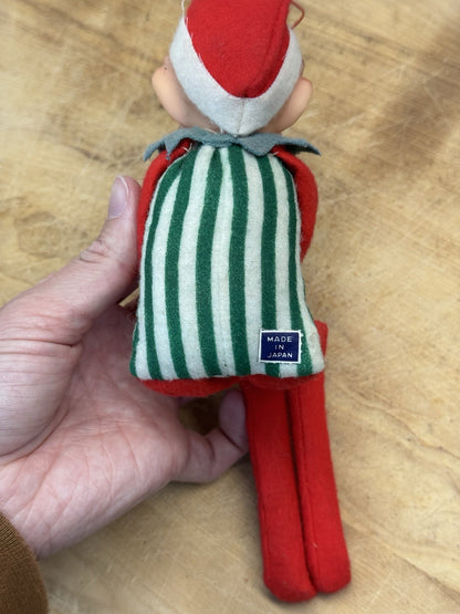 Japan Knee Hugger Elf Green Striped Christmas Vtg #1504