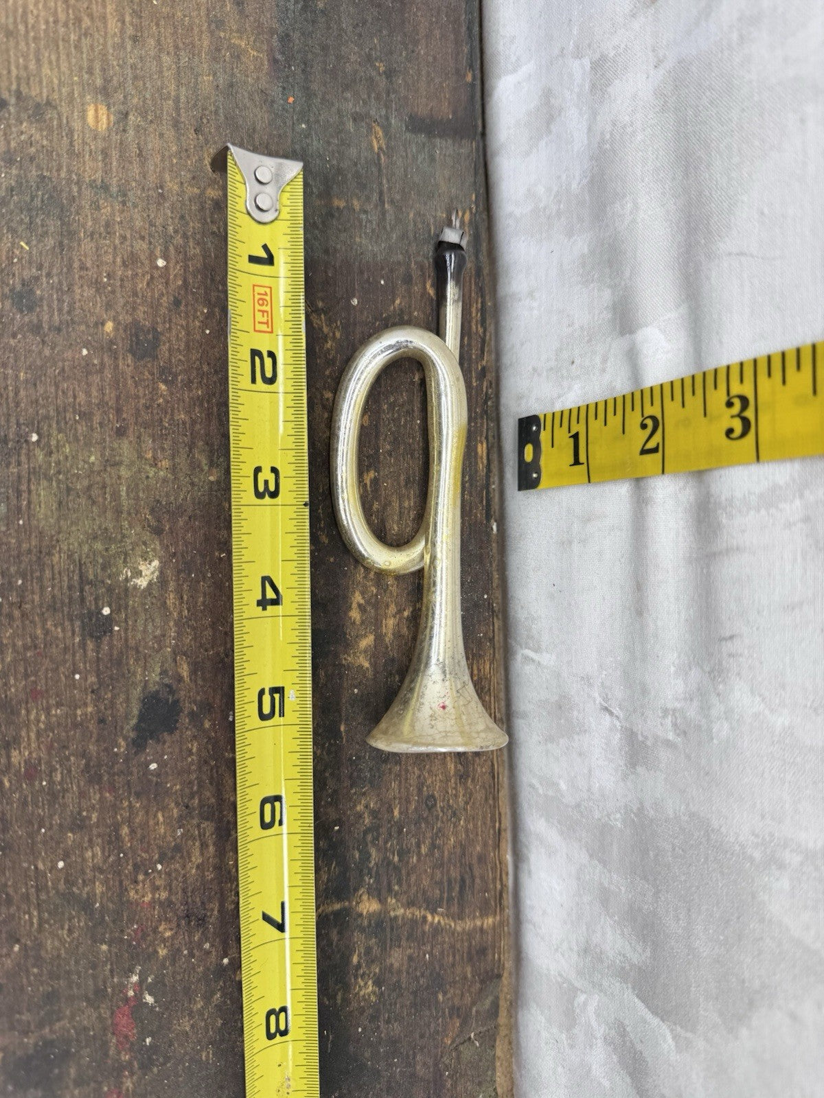 Hand Blown Antique Trumpet Ornament #1269