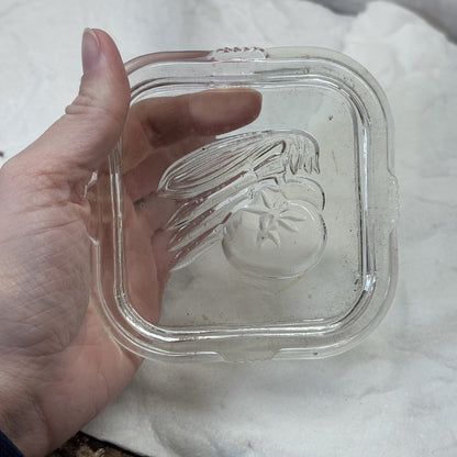 Federal Glass Square Refrigerator Embossed Veggie Lid Replacement Vintage