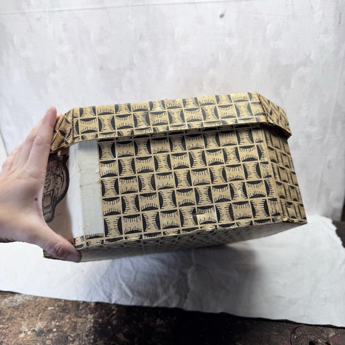 Vintage Heavy Cardboard Hat Box Container 