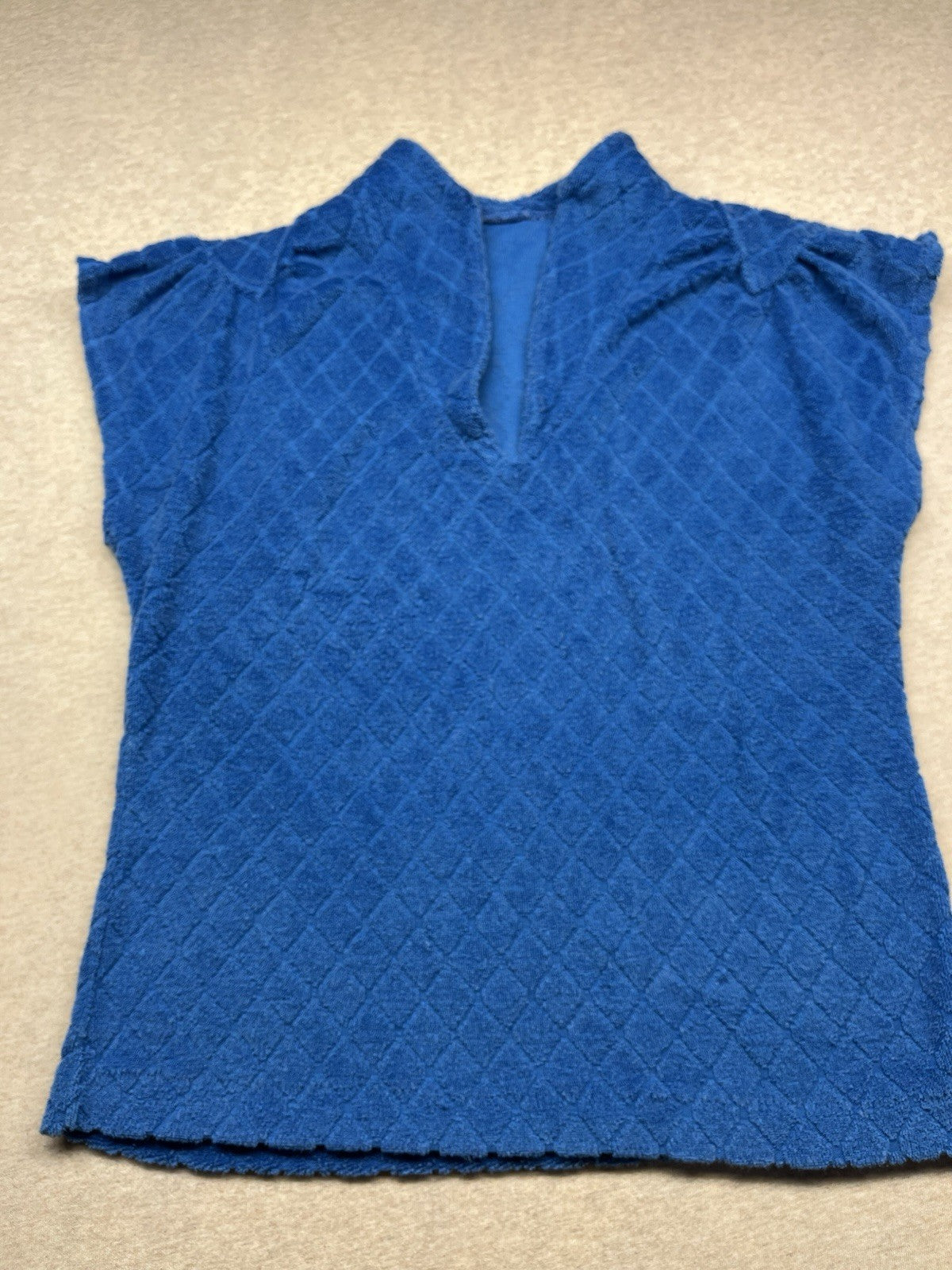 1970s Women’s Blue Terry Cloth Knit Top