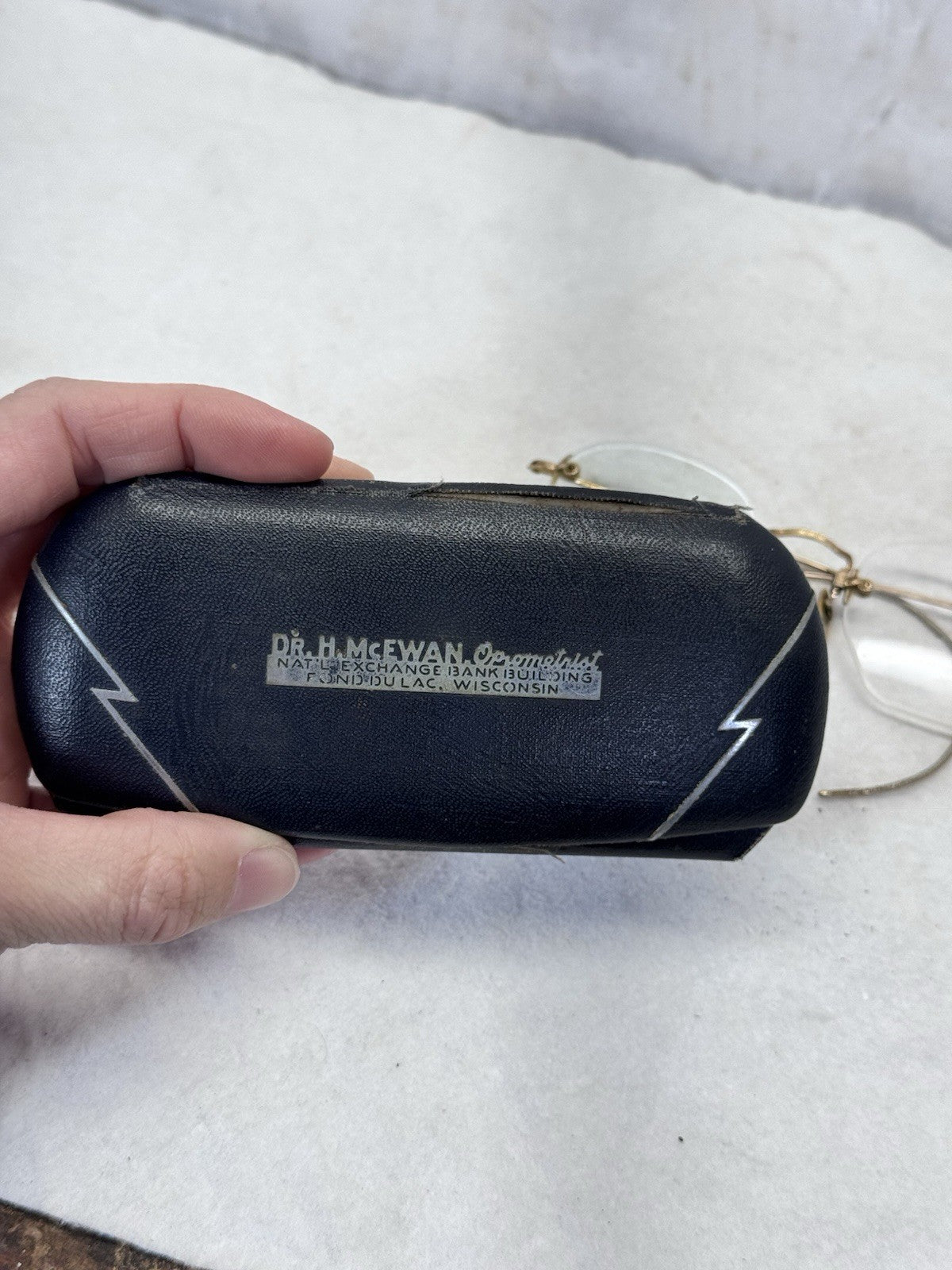 McEWAN Optometrist Fond Du Lac Wisconsin Glasses And Case Vintage