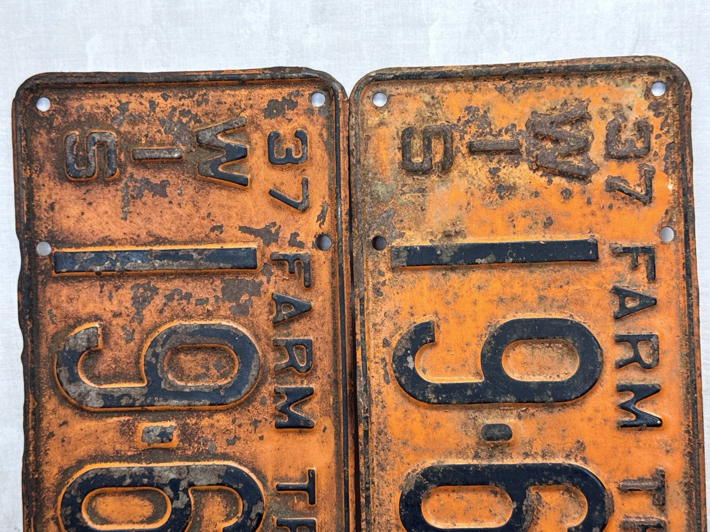 1937/1938 Pair Of Wisconsin Farm Truck Plates #1187
