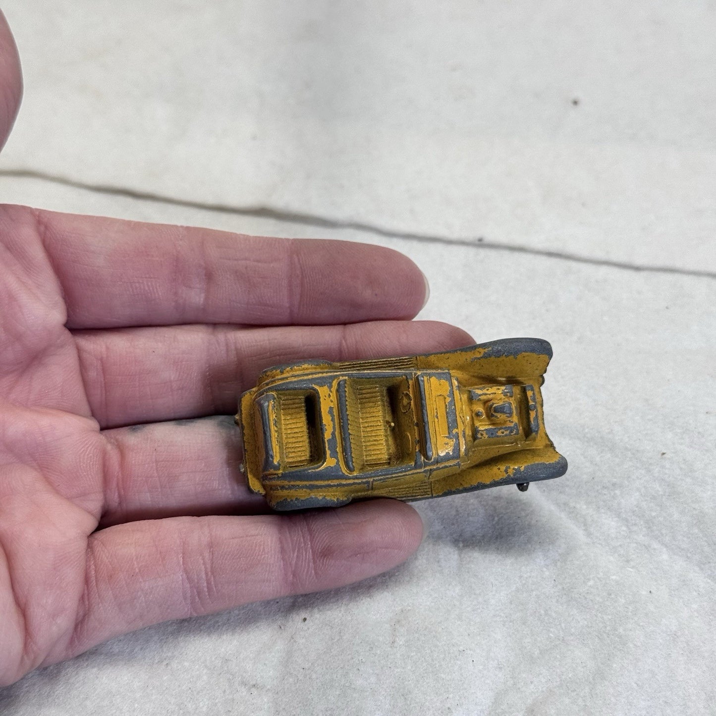 Vintage Tootsie Toy Roadster Yellow Car