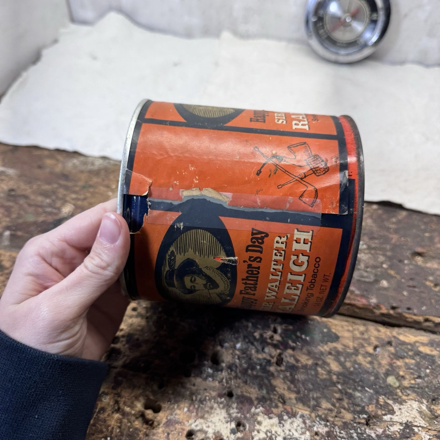 Fathers Day Sir Walter Raleigh Smoking Tobacco Tin Vintage Empty