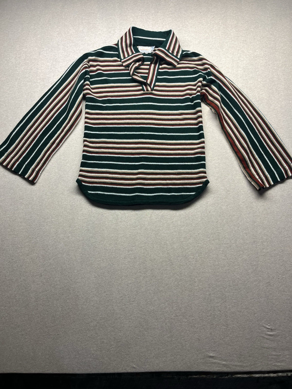 1960s, 70s Men’s Hippy Donn Kelly L Sleeve Knit Striped Shirt