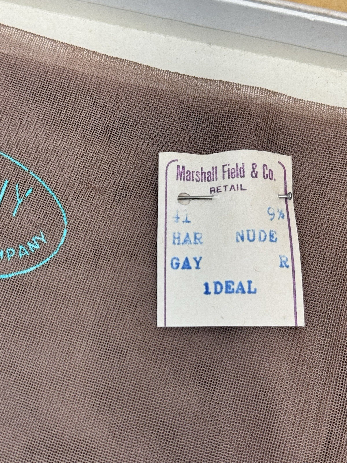 NOS Marshall Fields & Co. Nude Pantyhose Size 9 1/2 W/orginal Box #1060