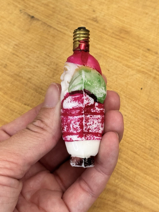 Santa Claus Christmas Bulb Milk Glass Vtg #1332