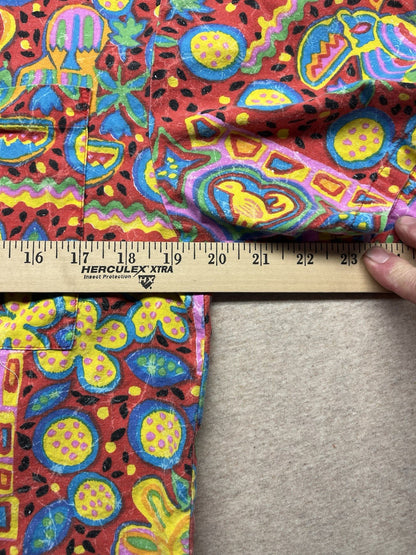 1980s Women’s Flower Print Crop Top S Sleeve Cotton Shirt