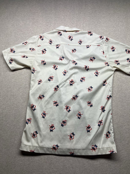 1970s, 80s Boys White Print S Sleeve Shirt