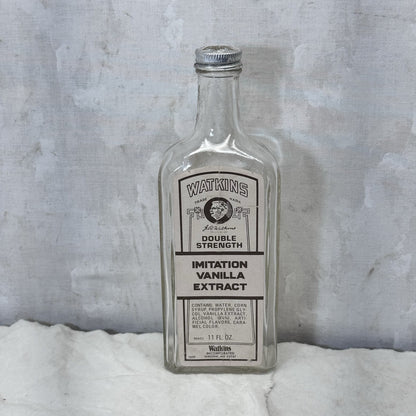 Watkins Imitation Vanilla Extract Glass Empty Bottle Vintage  