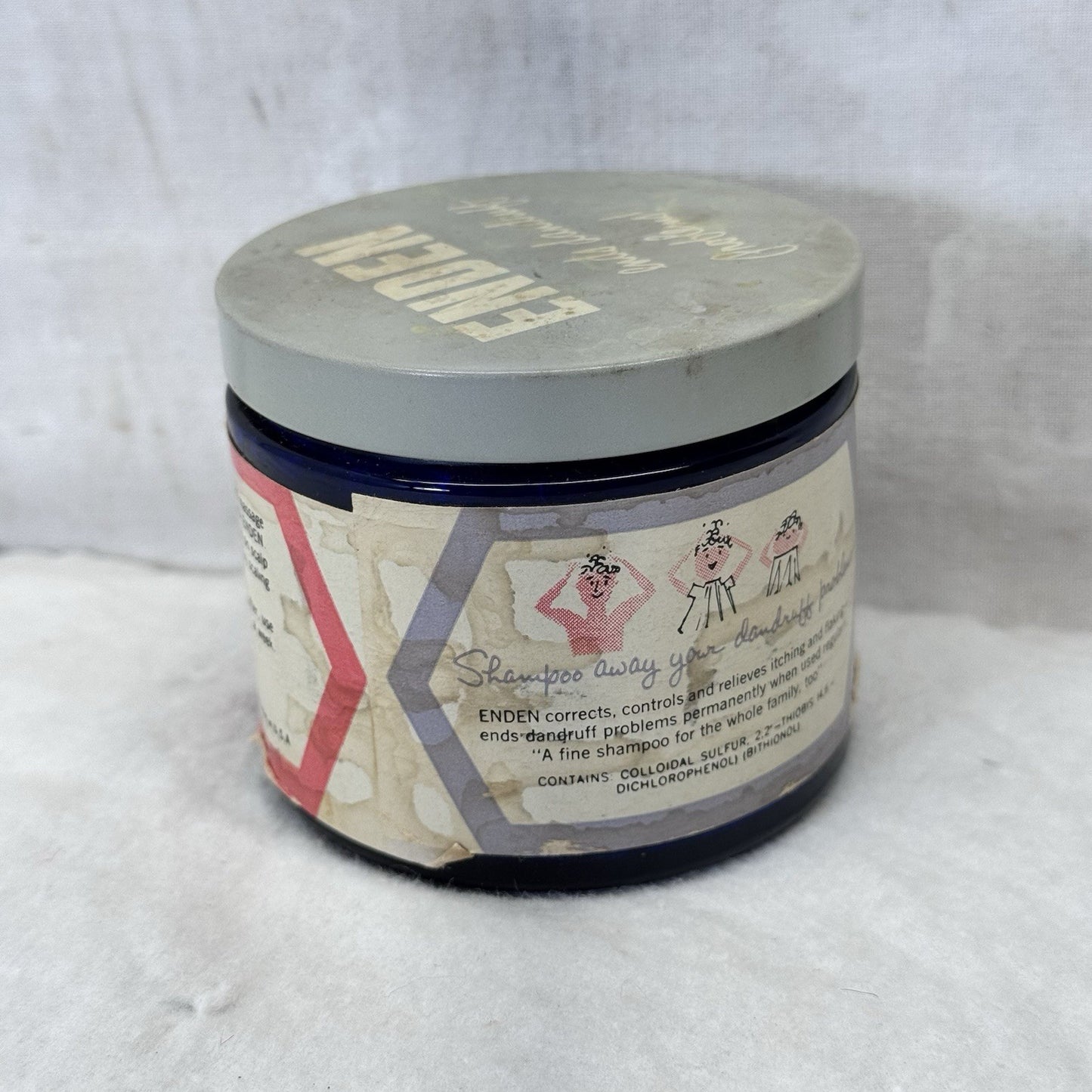 Helene Curtis Enden Dandruff Treatment Shampoo Vintage Jar