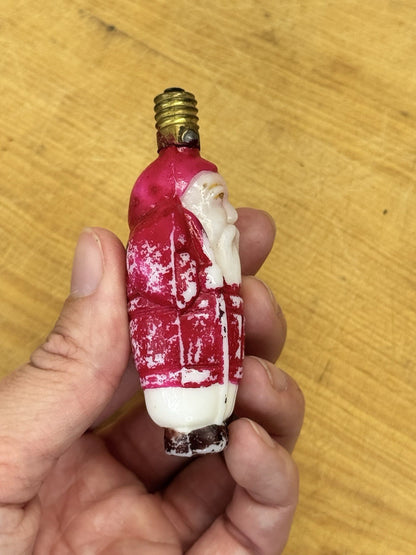 Santa Claus Christmas Bulb Milk Glass Vtg #1332