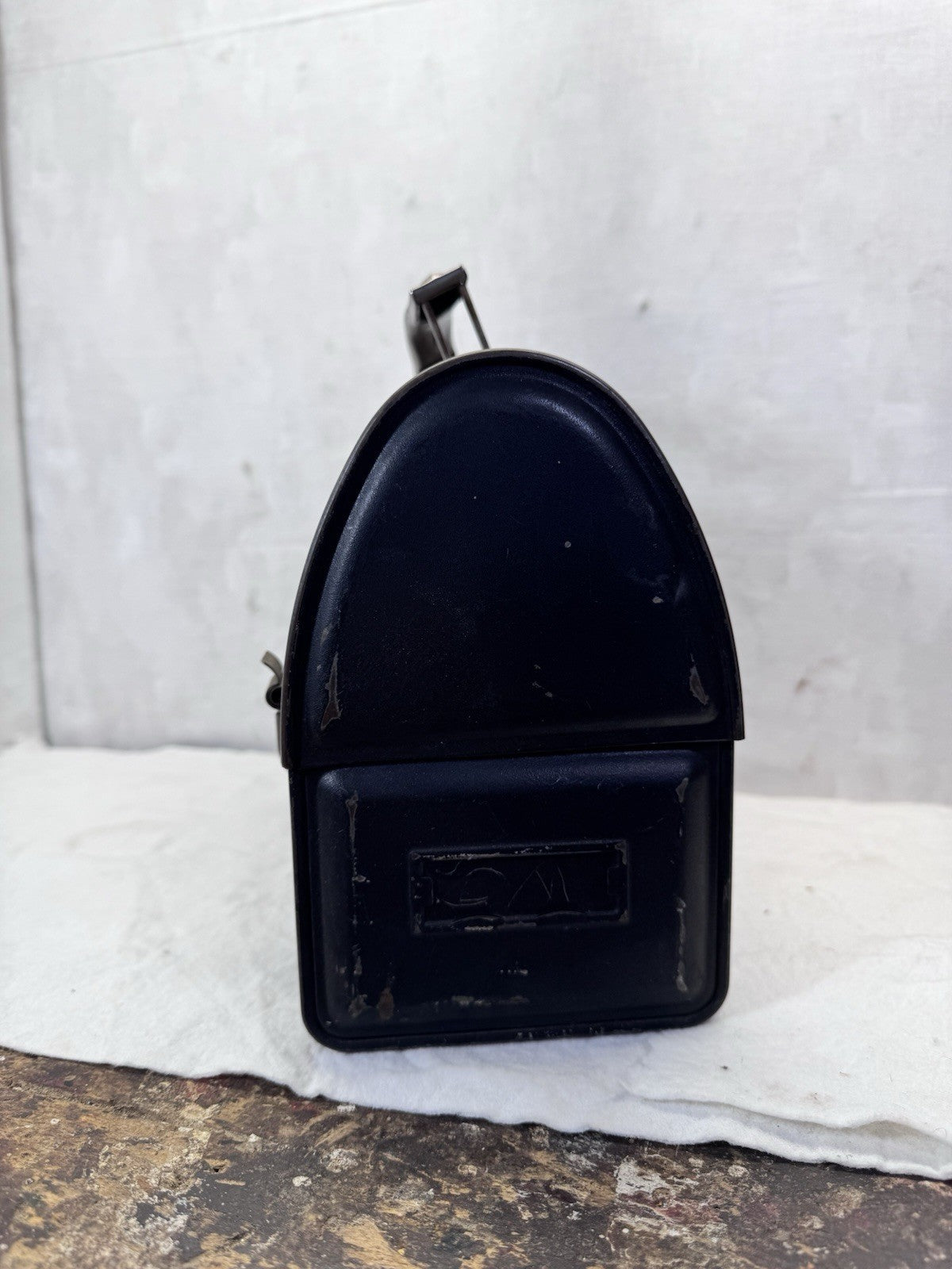 Tin Work Lunch Box Black Vintage Dome Top