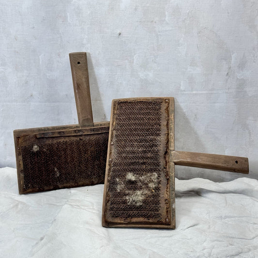 Hand Wooden Wool Carders Wool Carding Antique