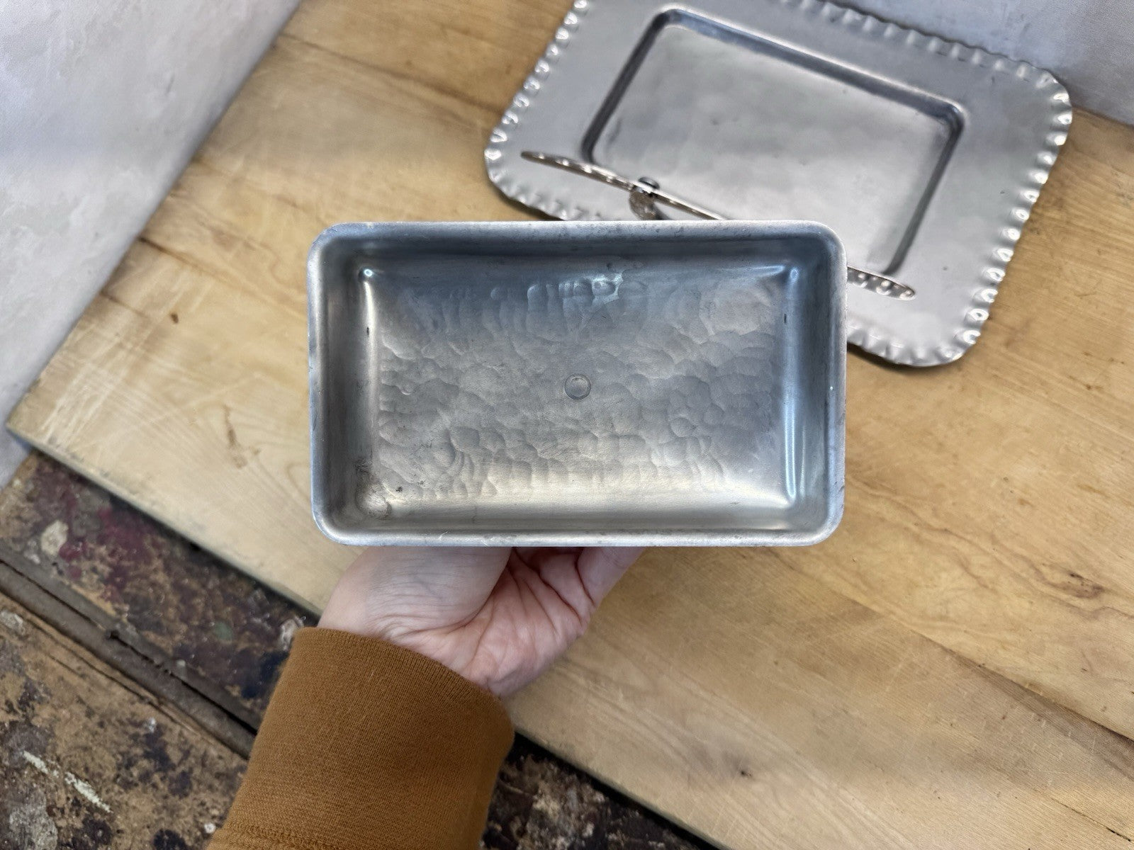 Cromwell Butter Dish Vtg Hand Wrought Aluminum  #S-1506