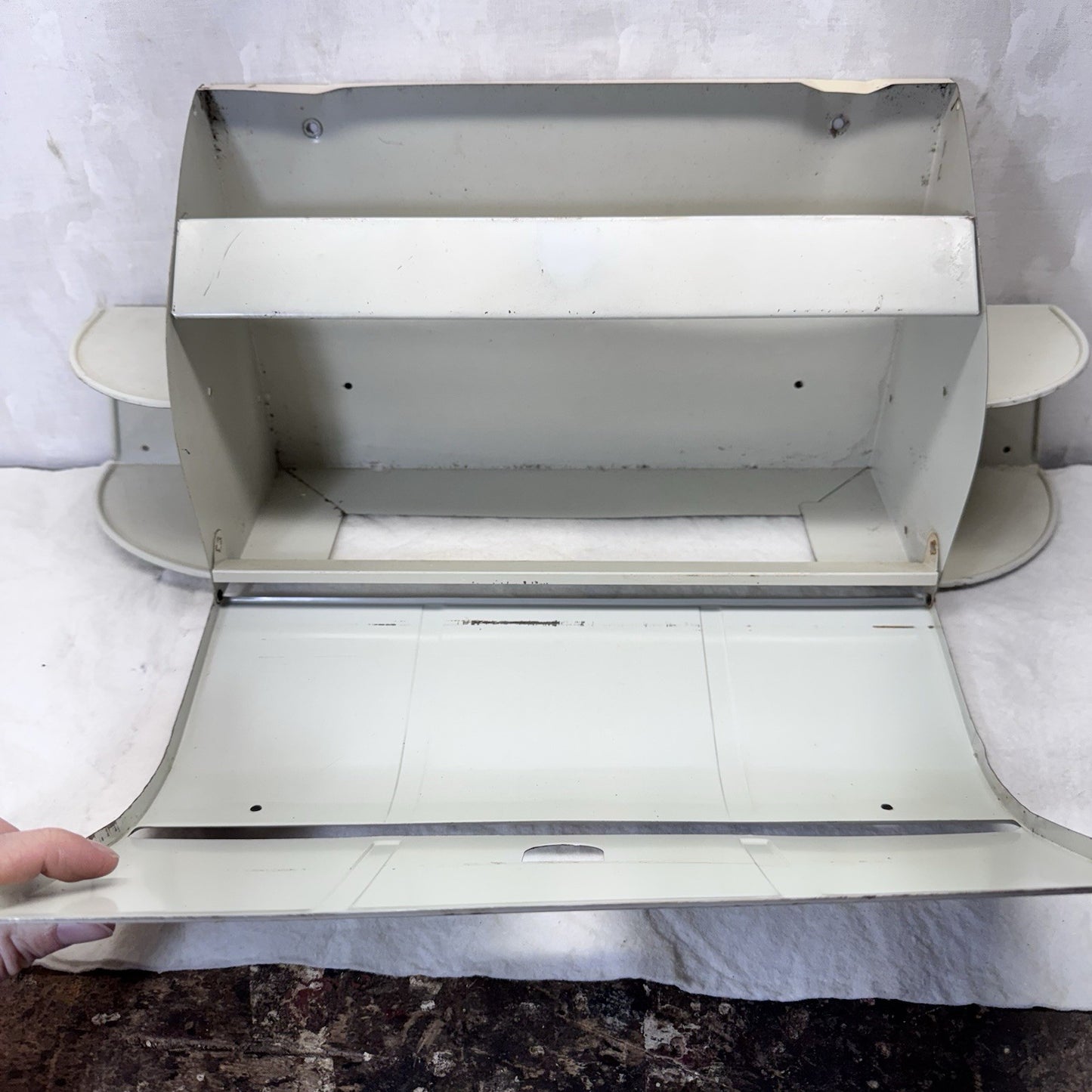 Wax Paper Paper Towel Holder Metal Tin White Vintage 