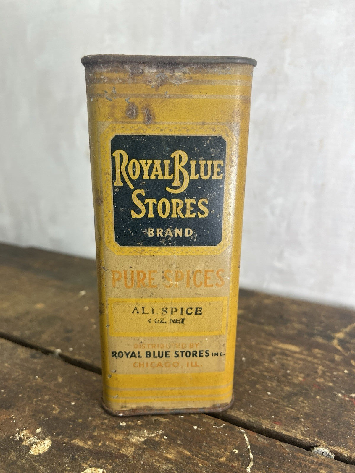 Royal Blue Stores Allspice Tin Vintage 