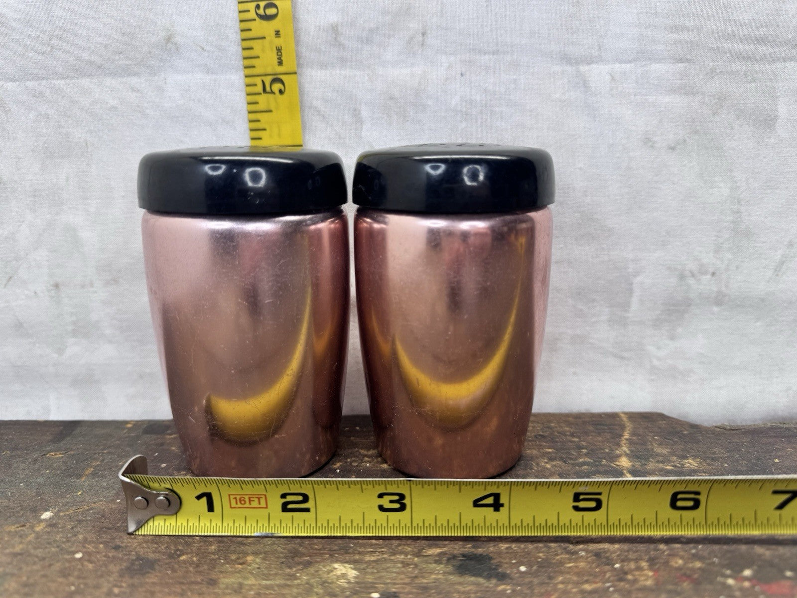 Copper Colored Metal Salt And Pepper Shakers Westbend #1124
