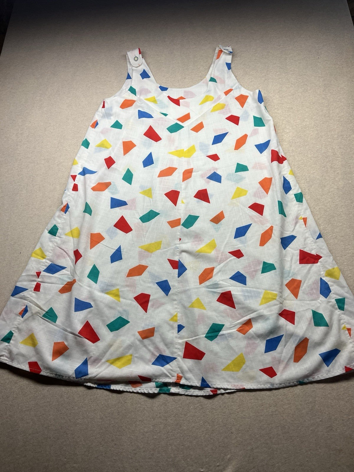 1970-80s Women’s Wht Print Sleeveless Dress