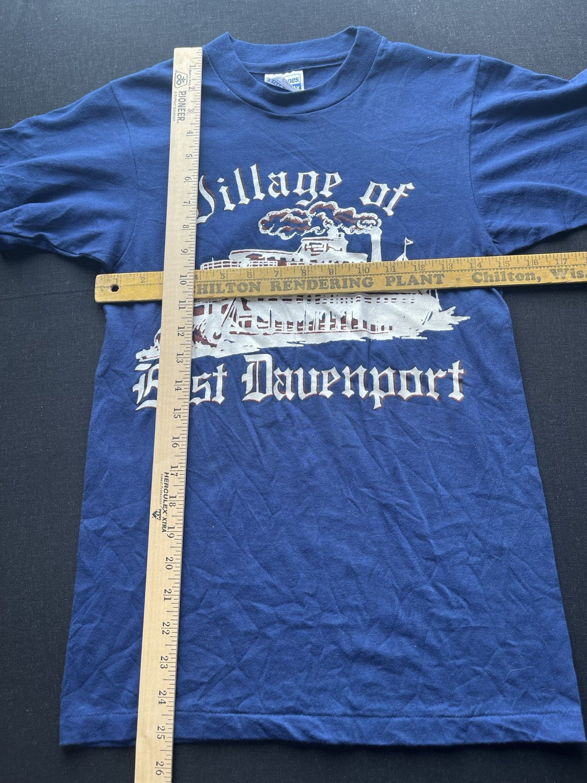 1980s Village Of Davenport Blue Hanes Tshirt