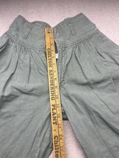 1980s Womens High Waisted Green Cotton Pants