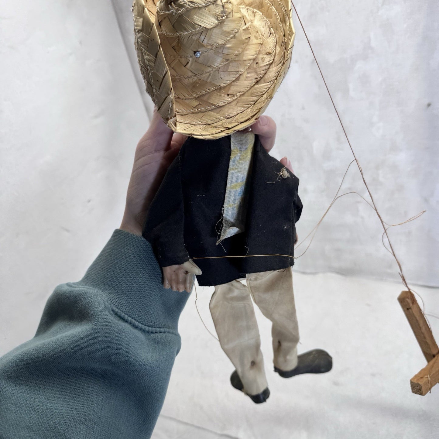 Mexican Folk Art String Puppet Marionette Bandito Gunslinger Man Vintage