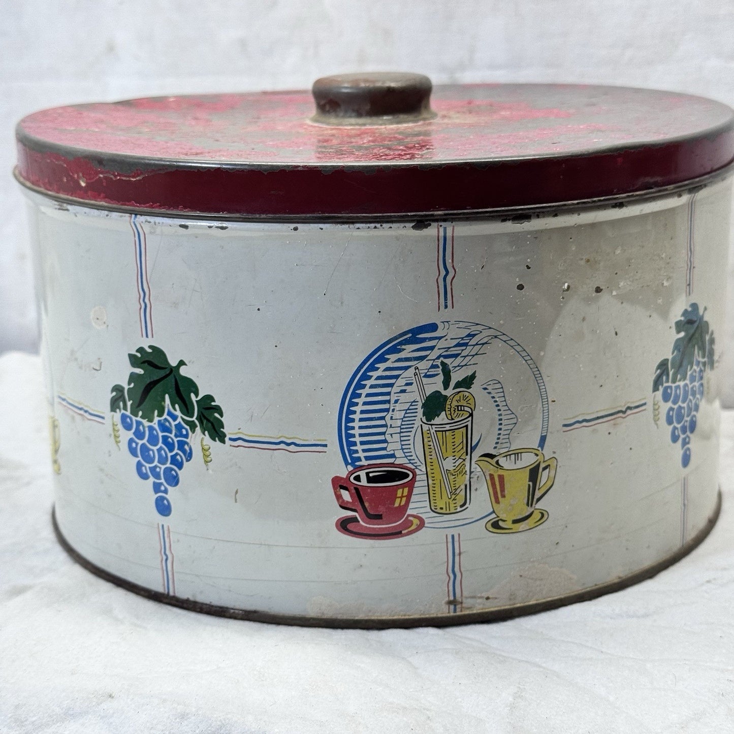 Vintage Rustic Kitchen Cake Canister Tin