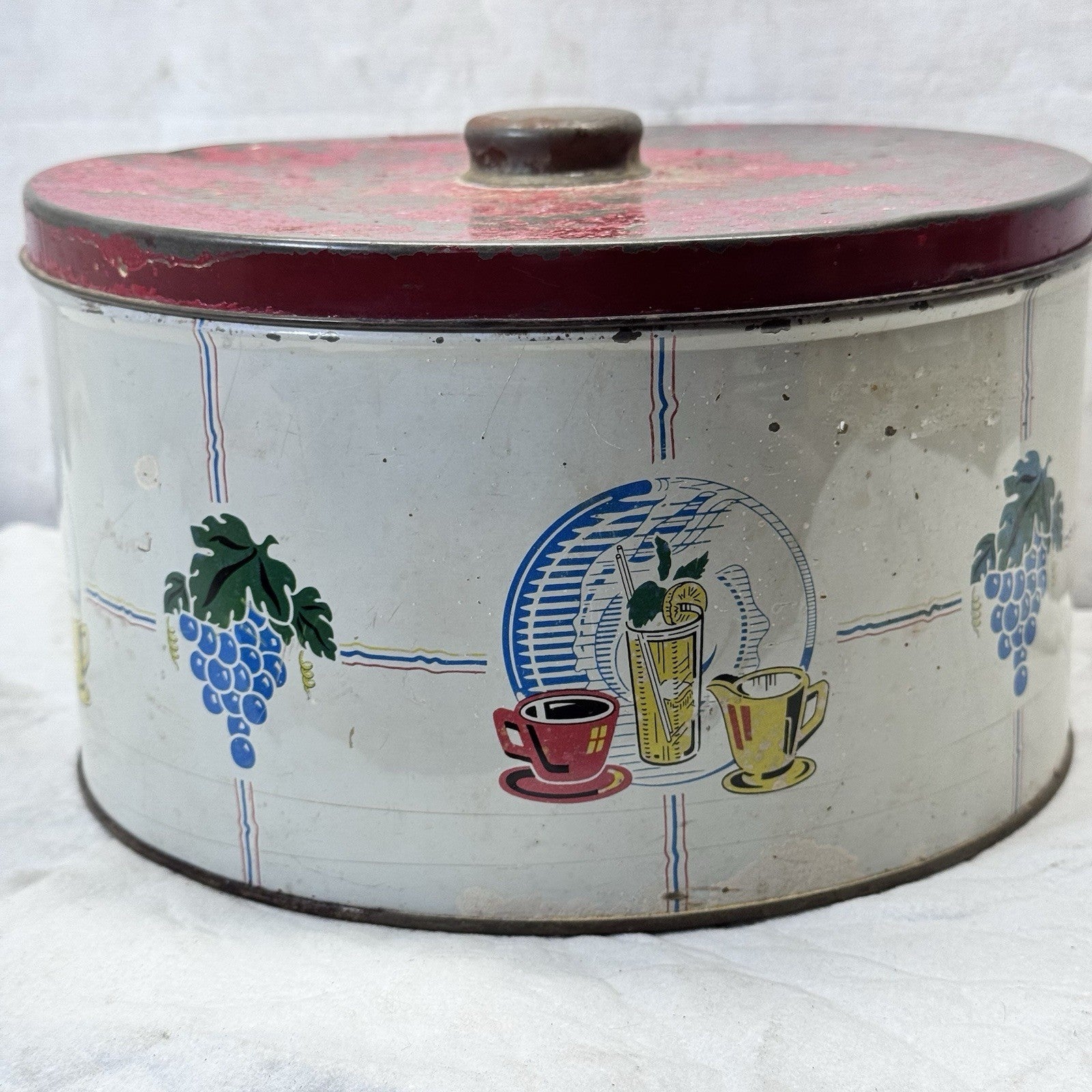 Vintage Rustic Kitchen Cake Canister Tin