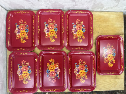 Vintage  7 Mini Floral Trays #1088