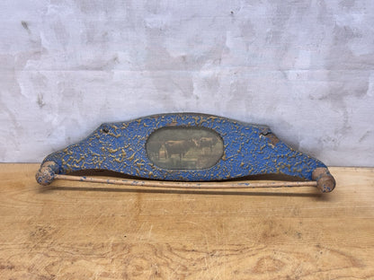 Primitive Blue Wooden Tie Rack #1330