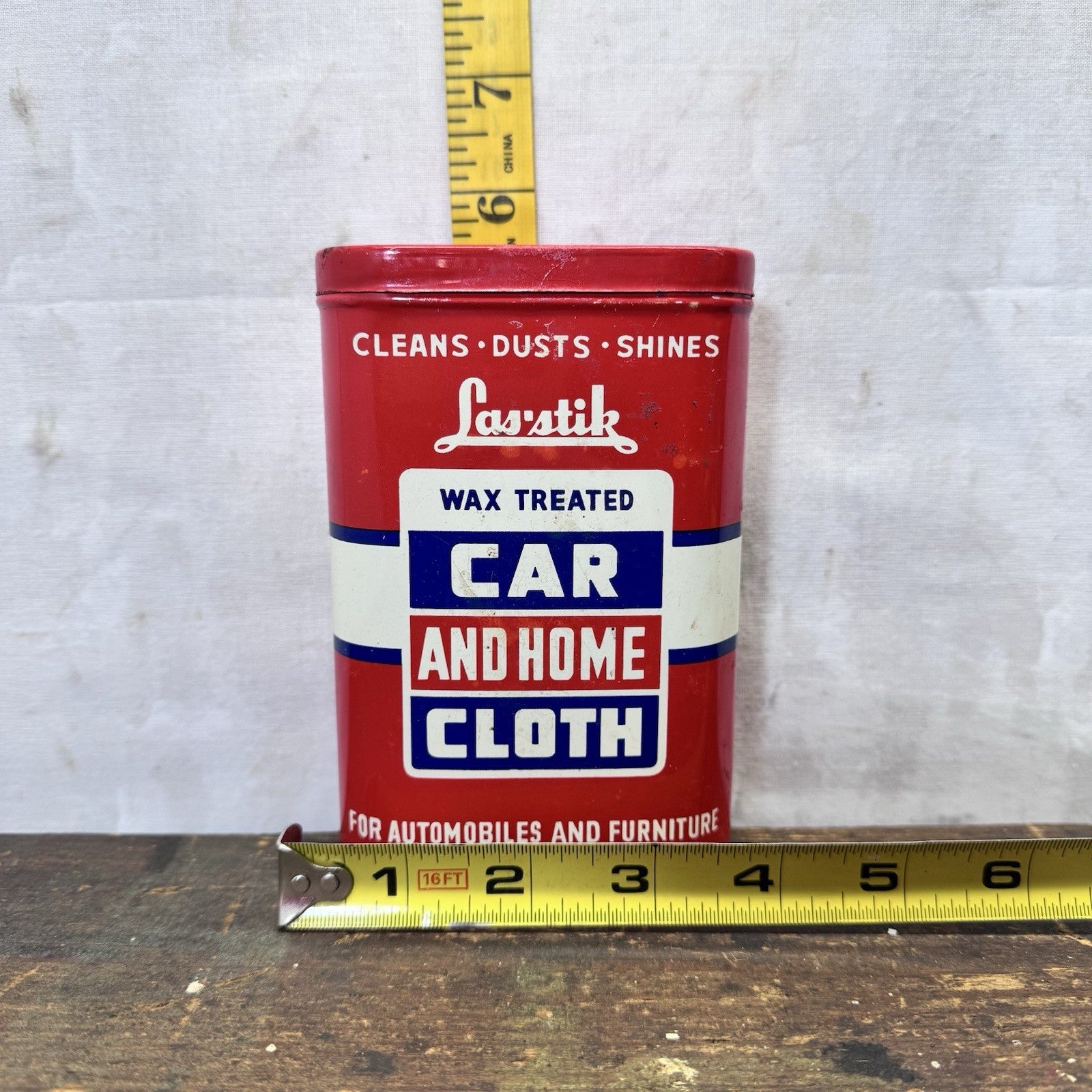Las Stik Car And Home Cloth Tin Vintage