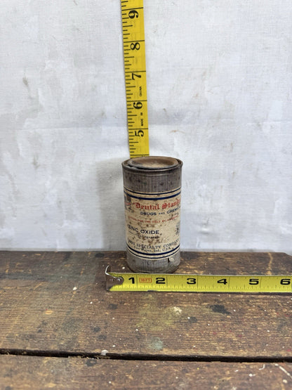 Dental Standard Zinc Oxide Paper Label Tin Can Vintage 