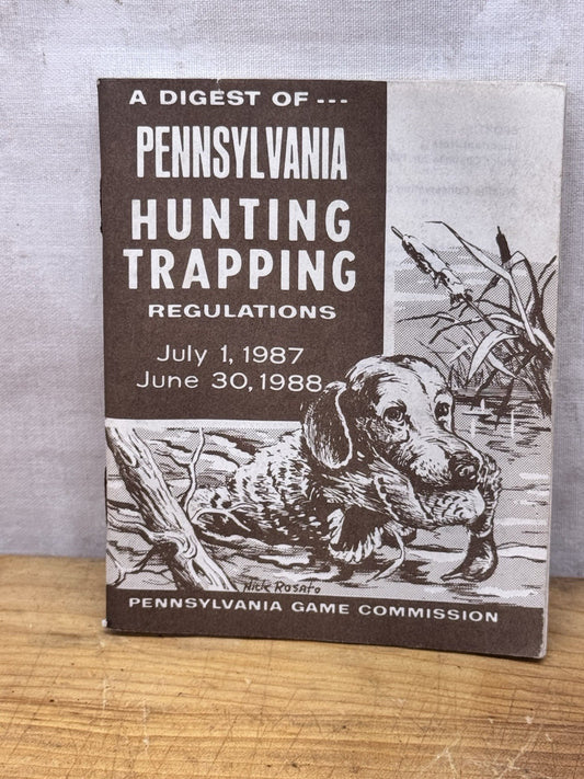 Pennsylvania Hunting Trapping Regulations 1987-1988 Vtg #1245