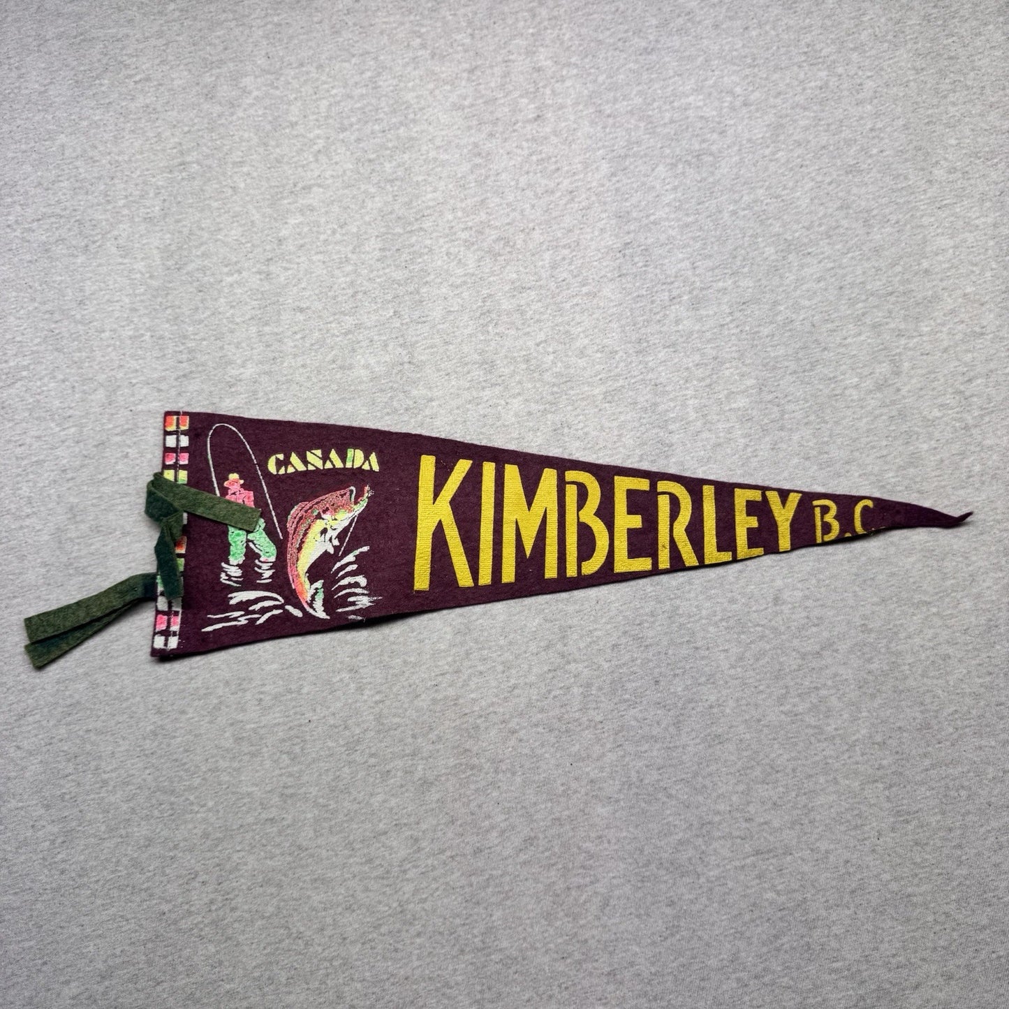 Kimberley B.C Canada Vintage Fabric Pennant Banner Flag Souvenir 