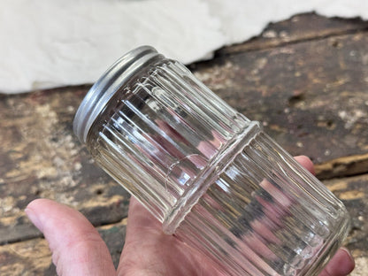 Clear Ribbed Glass Hoosier Spice Jars Vintage #1841