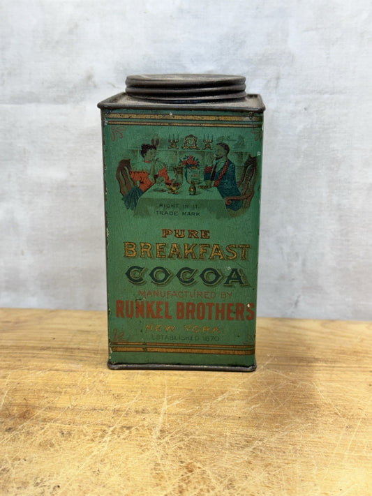 Cocoa Tin Runkel Brothers Antique Green #1468
