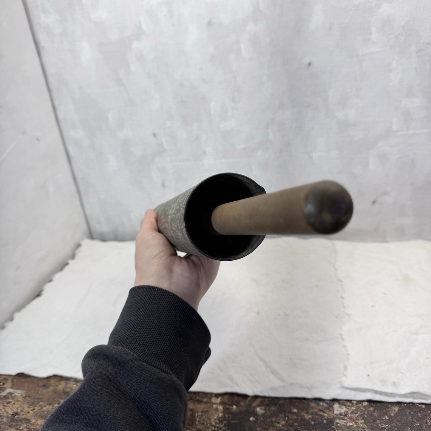 Antique Primitive Metal Wooden Sausage Stuffer 