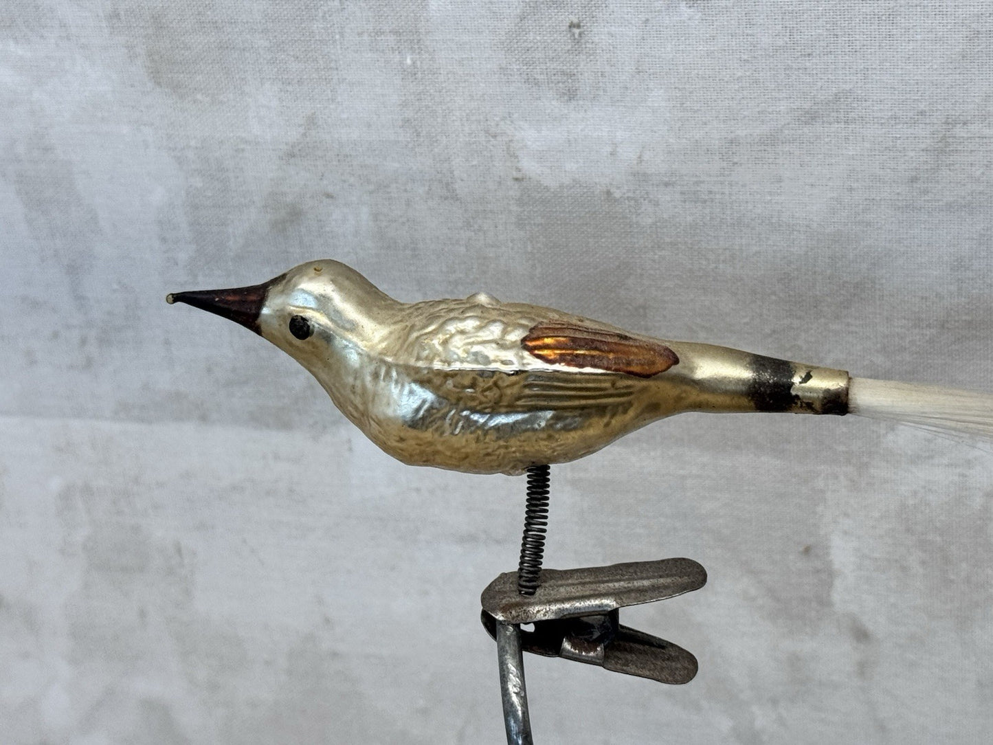 Antique Glass Bird Clip On Ornament #1487