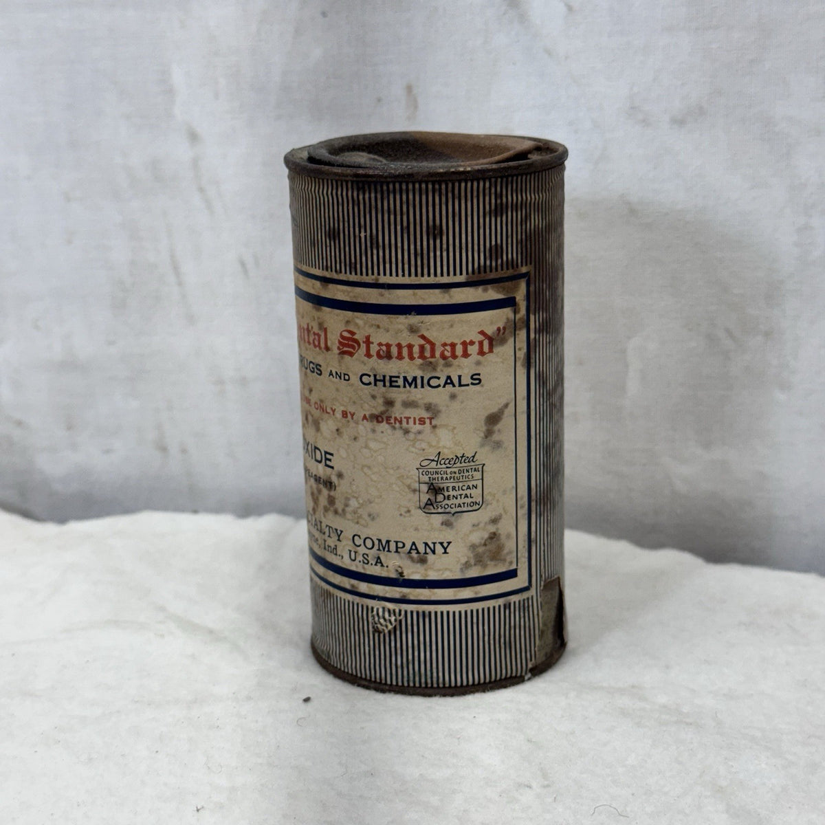 Dental Standard Tin Can Paper Label Vintage Dentistry