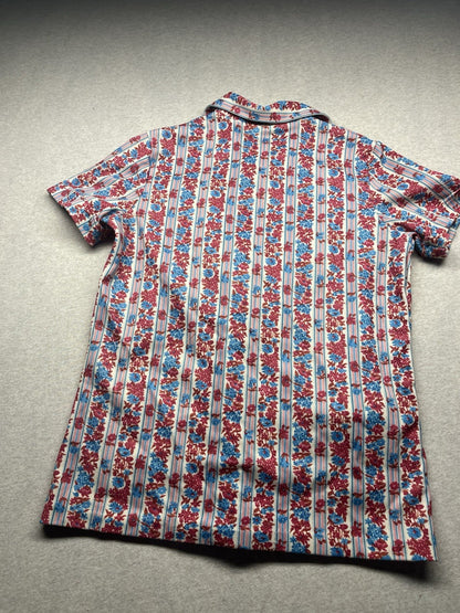 1970s Women’s Knit Flowered Print Top W/pockets