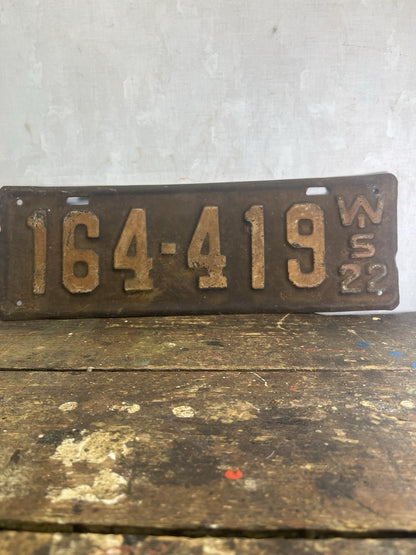 1922 Wisconsin License Plate