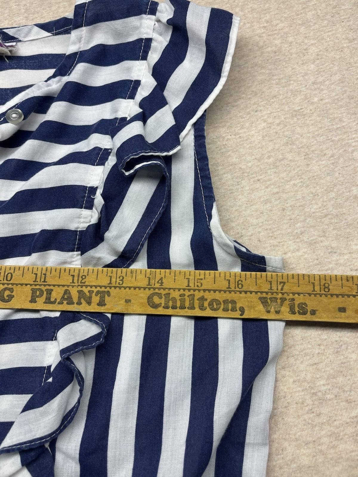 1960-70 Womens Rio Blue &wht Sleeveless Cotton Top 