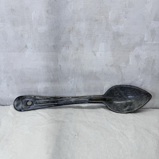 Gray Swirl Splatter Mottled Enamelware Spoon Vintage 