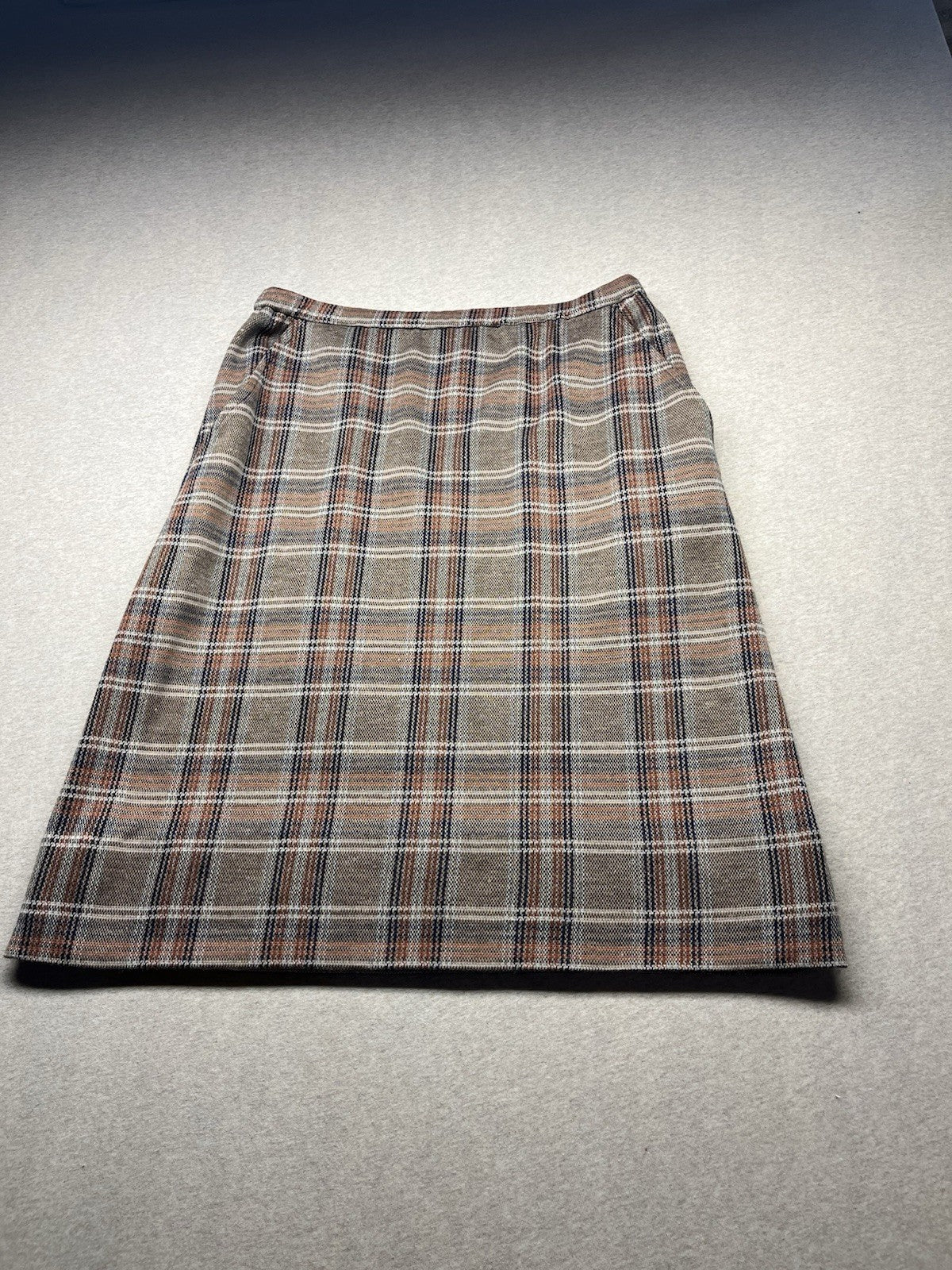 1960s Women’s Brown Plaid Skirt W/pockets