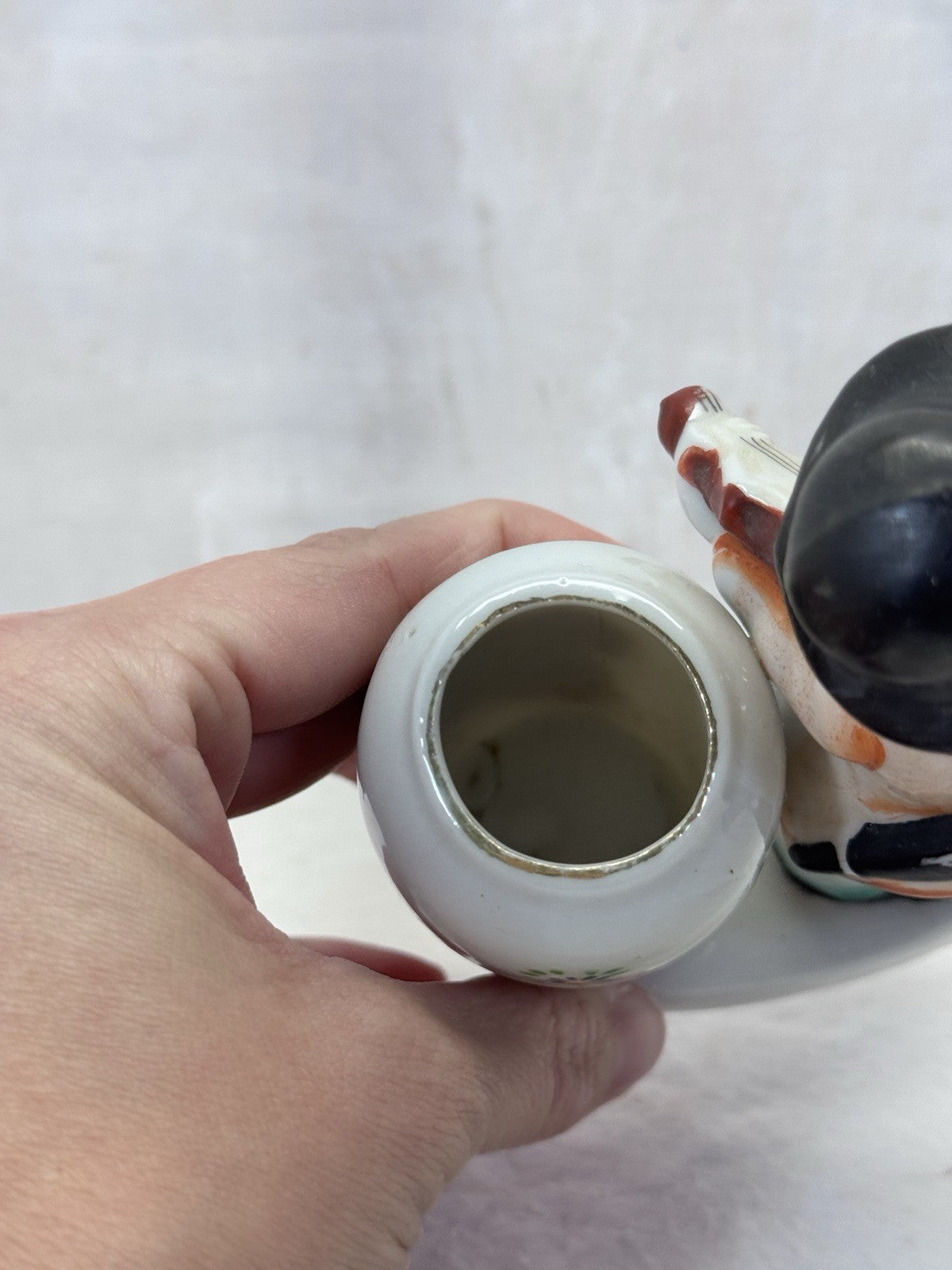 Small Planter Boy Figurine Violin Occupied Japan