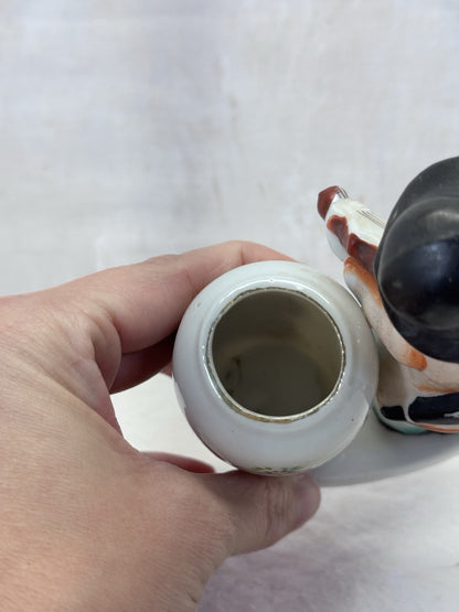 Small Planter Boy Figurine Violin Occupied Japan